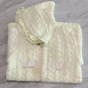 Vintage Quilted Cream Baby Jacket with Hood